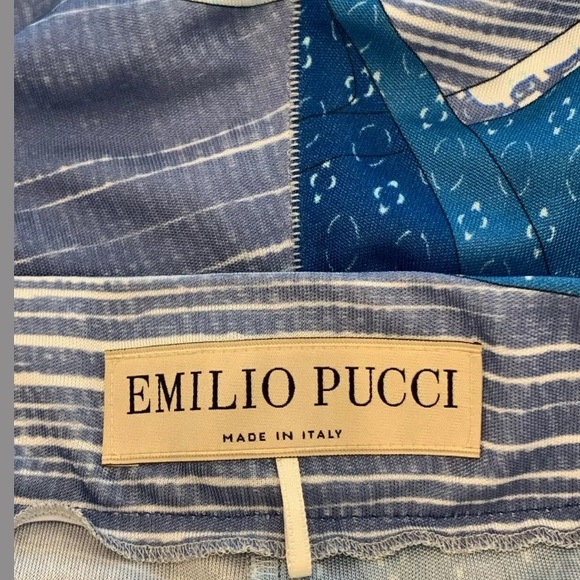 EMILIO PUCCI BLUE WHITE PRINT VISCOSE PANTS GOLD SIDE ZIPPER SIZE IT 42 / US 8 - Picture 17 of 17
